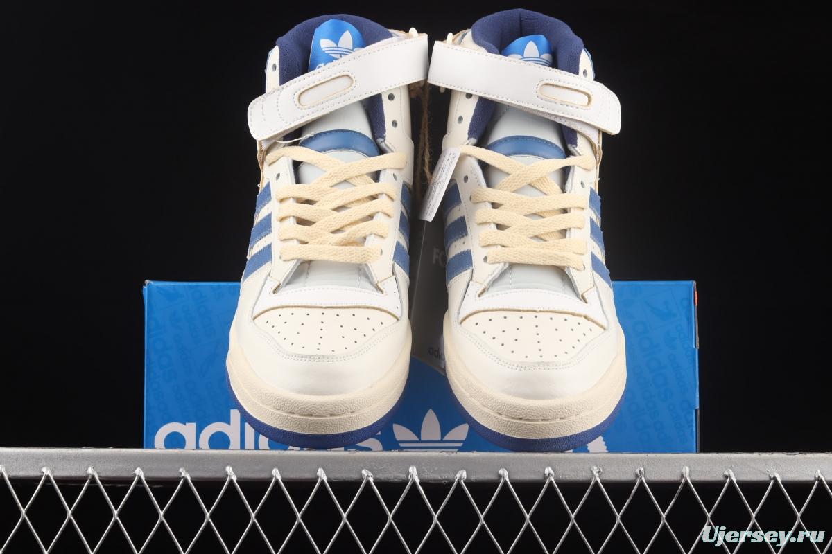 Adidas Forum 84 High Blue ThreAdidas FY7793 popular single classic vintage high top basketball shoes