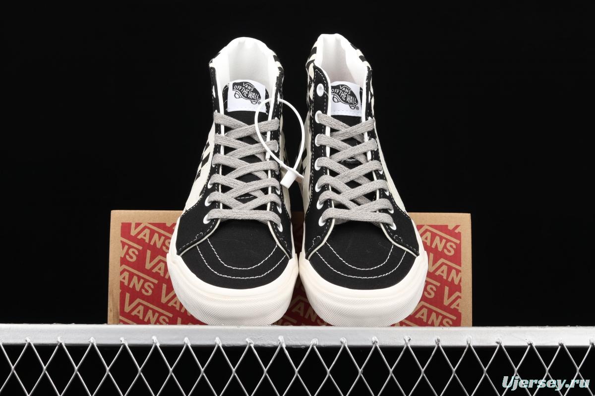 Vans Sk8-Hi Authentic black and white checkered high-top casual board shoes VN0A4RWY2BK