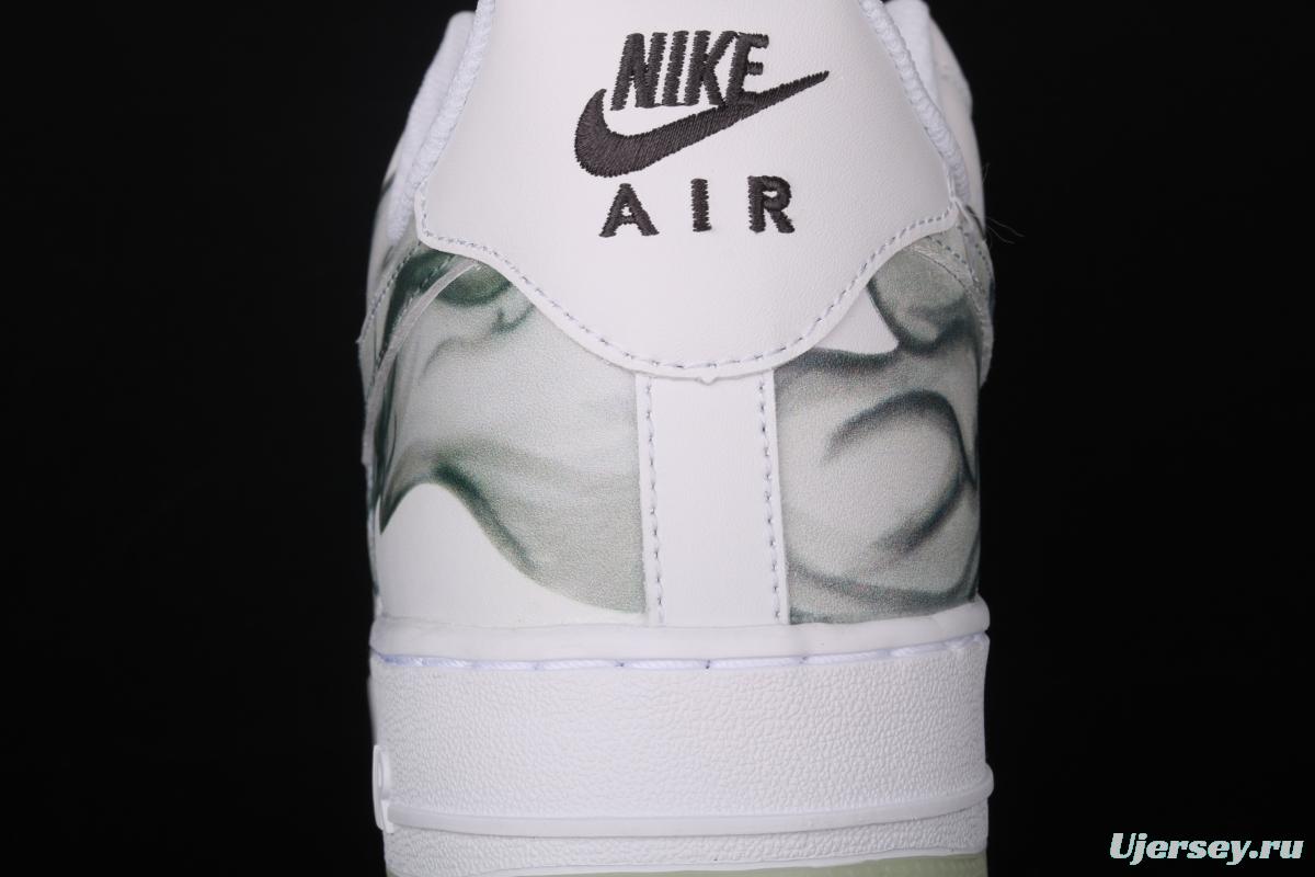 NIKE Air Force 1x 07 Skeleton QS Halloween luminous skeleton limited casual board shoes BQ7541-100