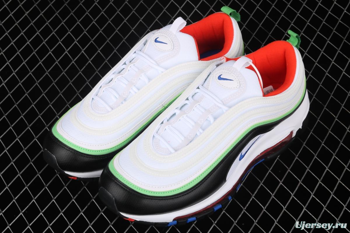 NIKE Air Max 97 black, white and green 3M reflective bullet air cushion running shoes 921522-105