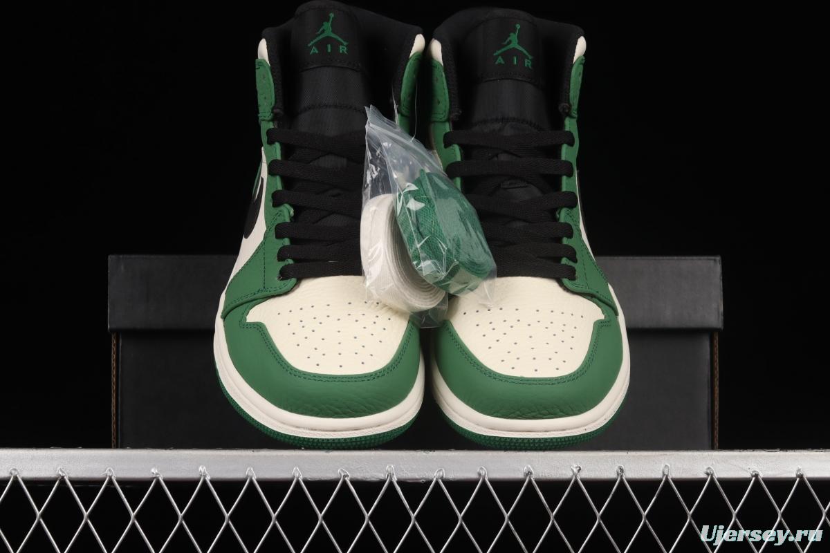 Air Jordan 1 Mid refreshing green toe middle upper basketball shoes 852542-301