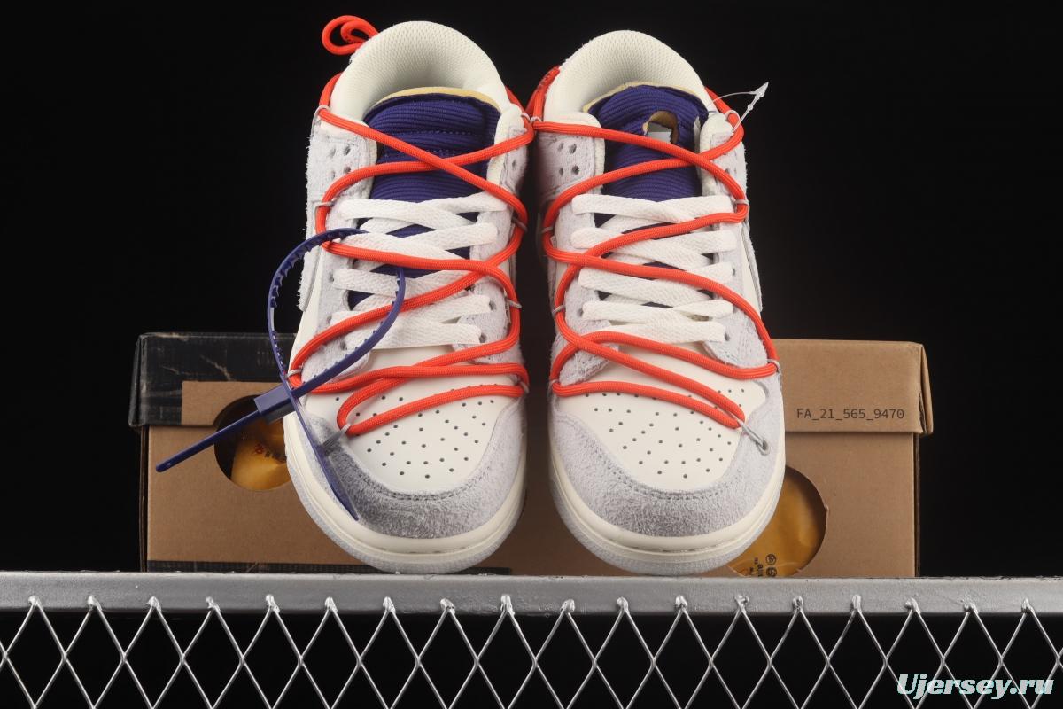 OFF-White x NIKE DUNK Low OW suede SB buckle rebound fashion casual board shoes DJ0950-110,