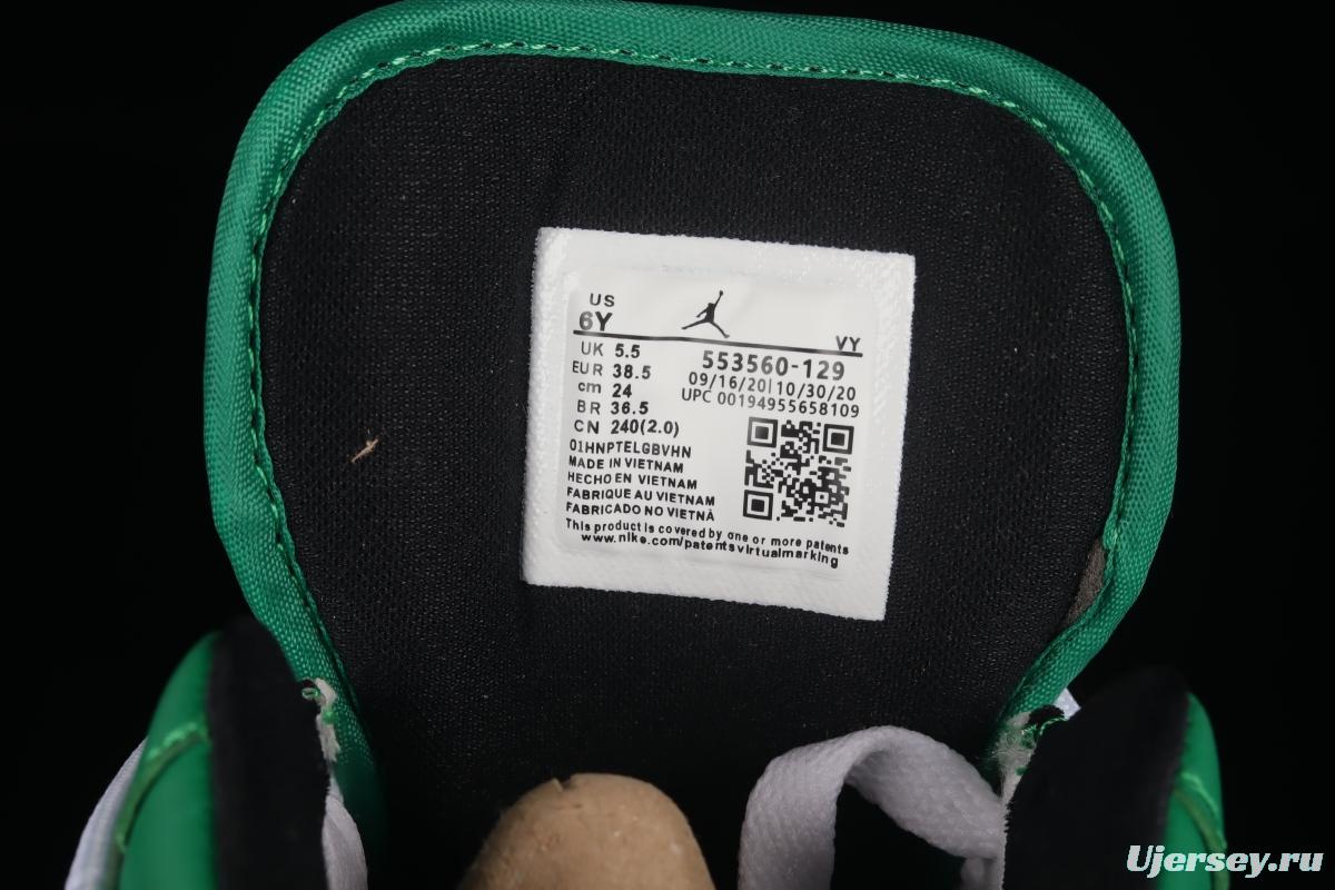 Air Jordan 1 Low Custom Edition White and Green Color Matching Deconstruction Sports Culture Basketball Shoes 553560-129