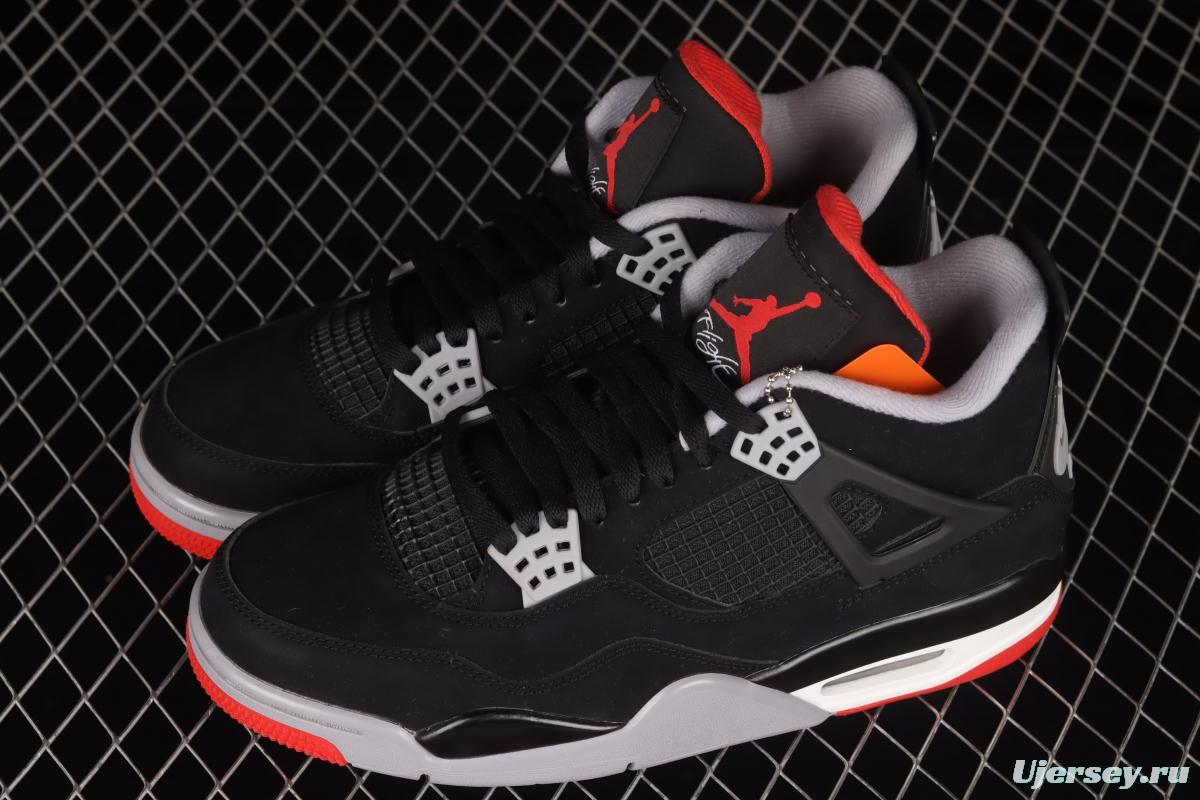 Air Jordan 4 Retro Bred first year engraving new black and red head layer frosted 308497-060