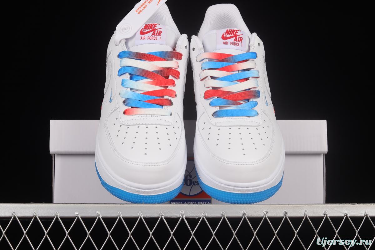 NIKE Air Force 1'07 Low Philadelphia 76ers white, blue and red low-top casual sneakers AI5958-300