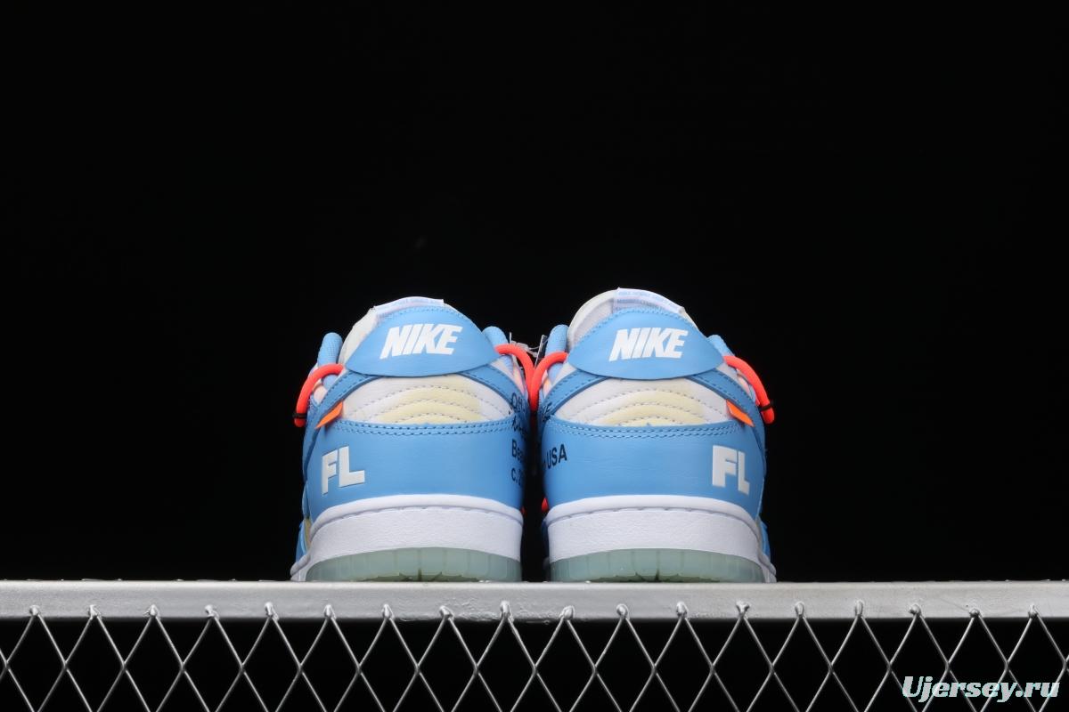 OFF-White x Futura x DUNK OW Coast joint model North Carolina blue color retro skateboard shoes DD0856-403