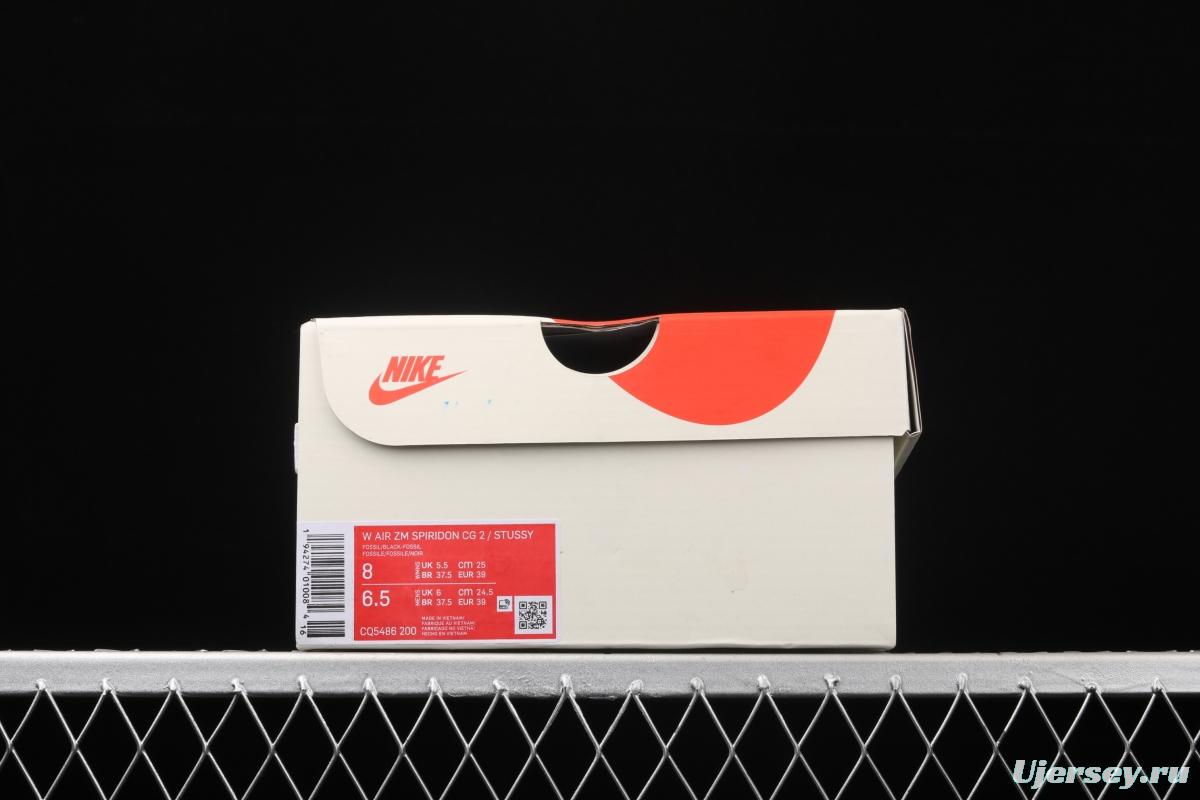 Stussy x NIKE Air Zoom Spiridon Caged 2 Spieli prison East cage 2 generation milky white linen black cloth CQ5486-200