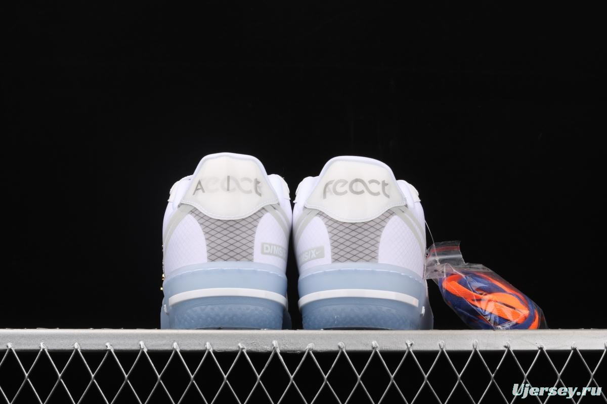 NIKE Air Force 1 React QS Light Bone Analysis of Ice Blue low Upper Board shoes CQ8879-100