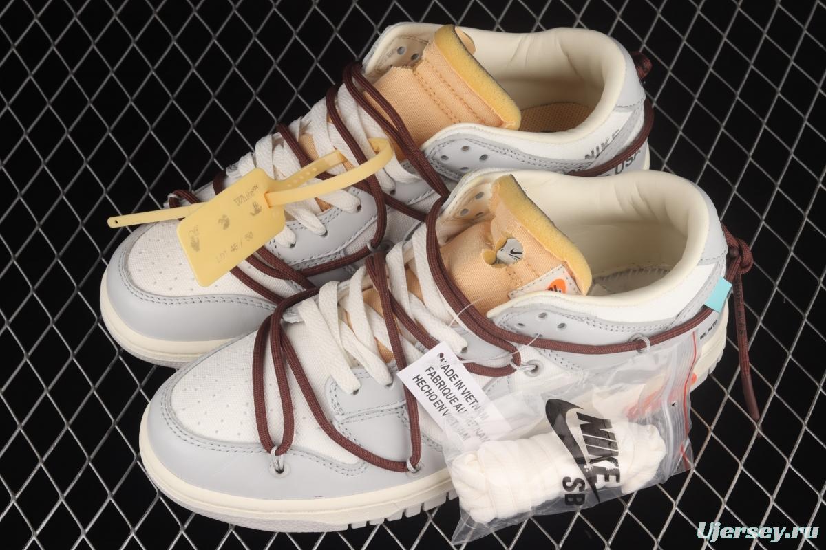 OFF-White x NIKE DUNK Low OW white gray leisure sports skateboard shoes DM1602-102