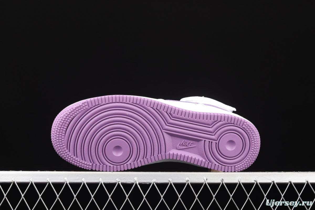 NIKE Air Force 1 High'07 white purple high top casual board shoes 334031-112