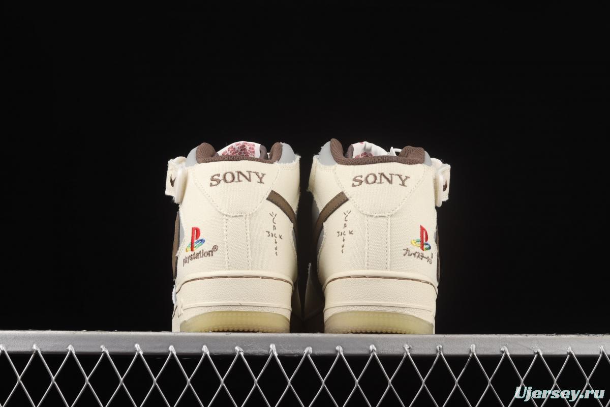 Travis Scott x Sony PlayStation 5 x NIKE Air Force 11607 Mid PS5 Slam Dunk Series to help classic 100-match leisure sports board shoes BQ5828-202