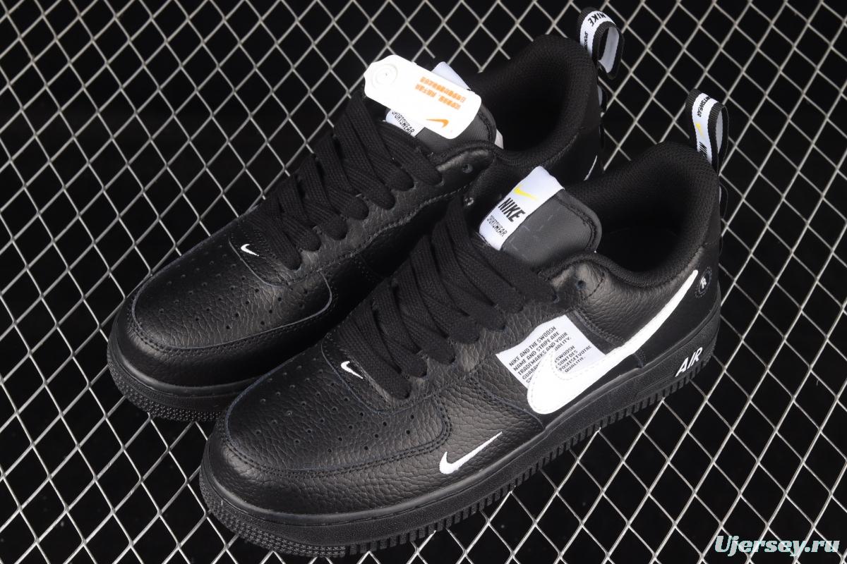 NIKE Air Force 1 Low black and white simple edition OW letter low top casual board shoes AJ7747-001