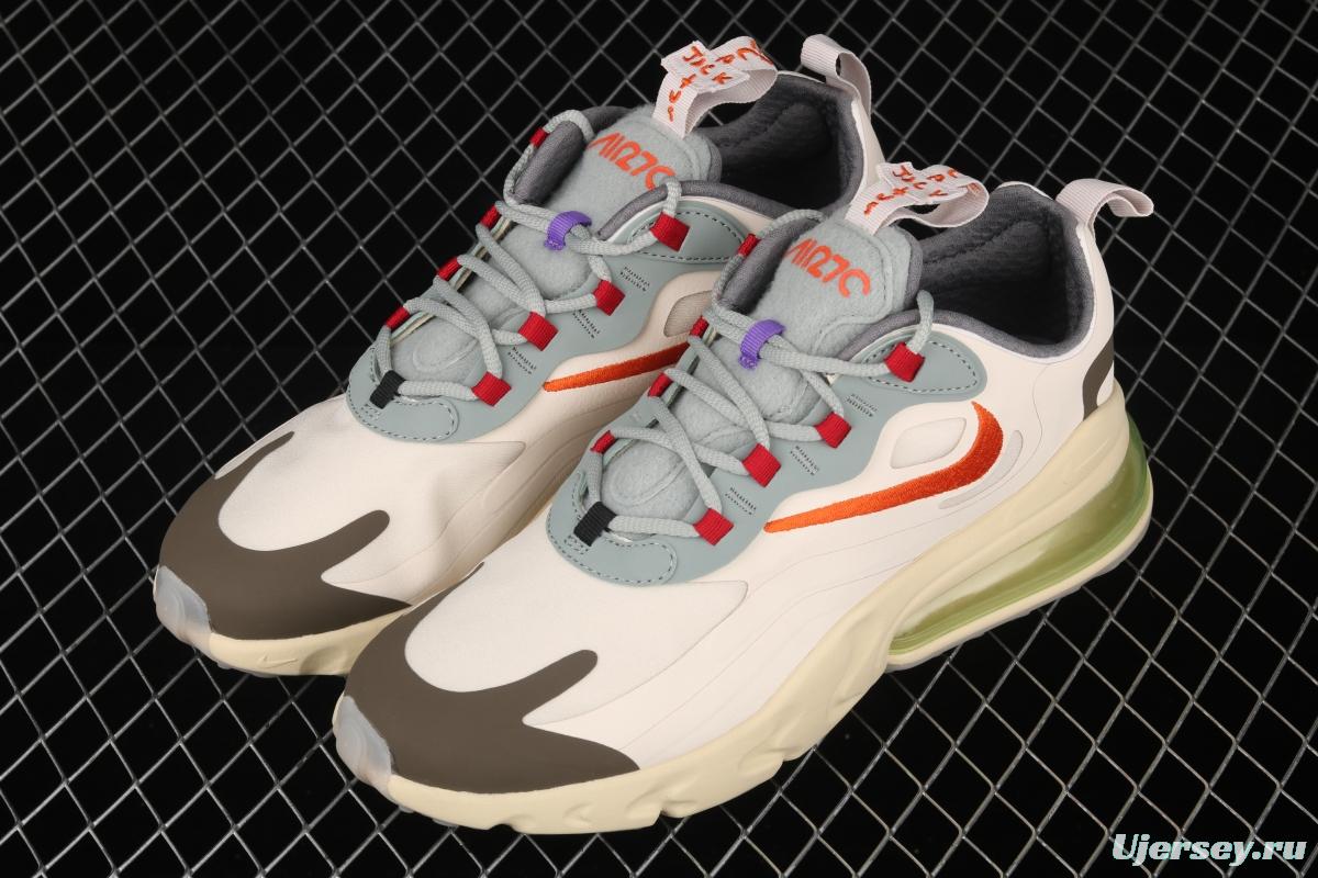 Travis Scott x NIKE Air Max 270React joint style light cream barb white blue orange air cushion running shoes CV2414-200