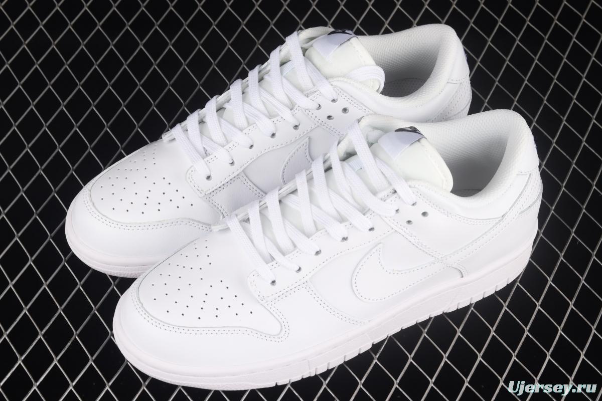 NIKE SB DUNK Low Prm Triple White pure white color SB buckle rebound fashion casual board shoes DD1503-109