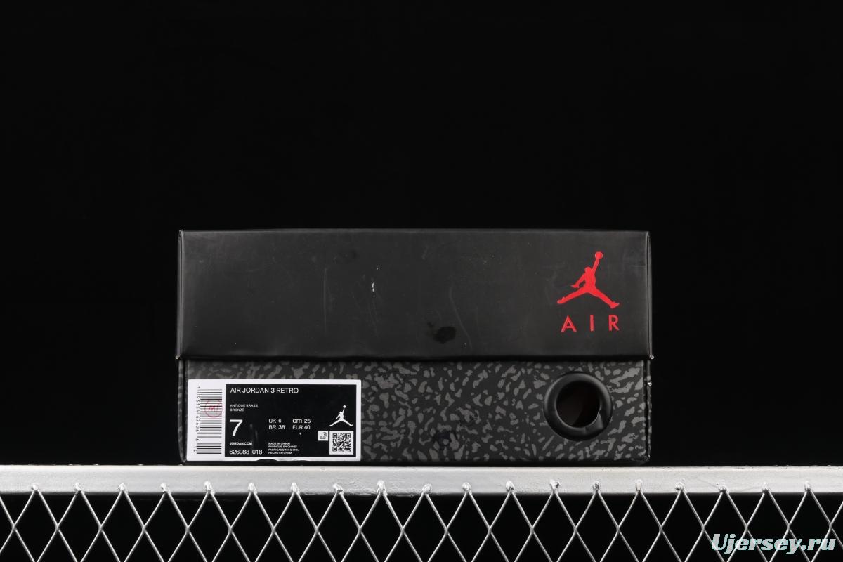 Air Jordan 3 SE Denim AJ3 Joe 3 barbed khaki brown basketball shoes 626988-018