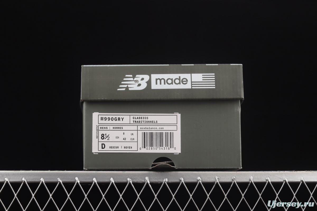 New Balance NB990 series of high-end American retro leisure running shoes M990GRY