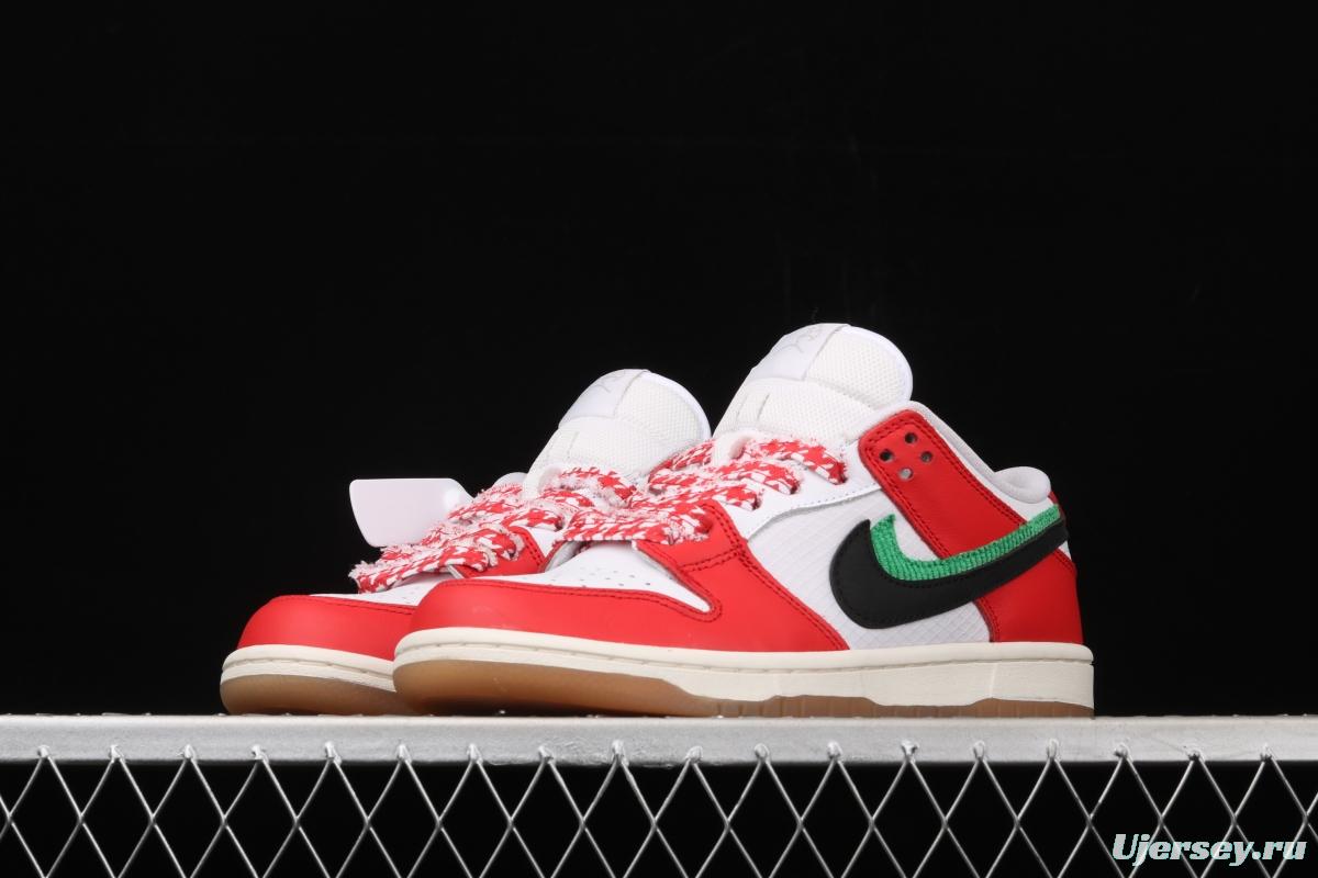 Frame Skate x NIKE SB DUNK Low Habibi white and red double hook dunk series retro low side leisure sports skateboard shoes CT2550-600