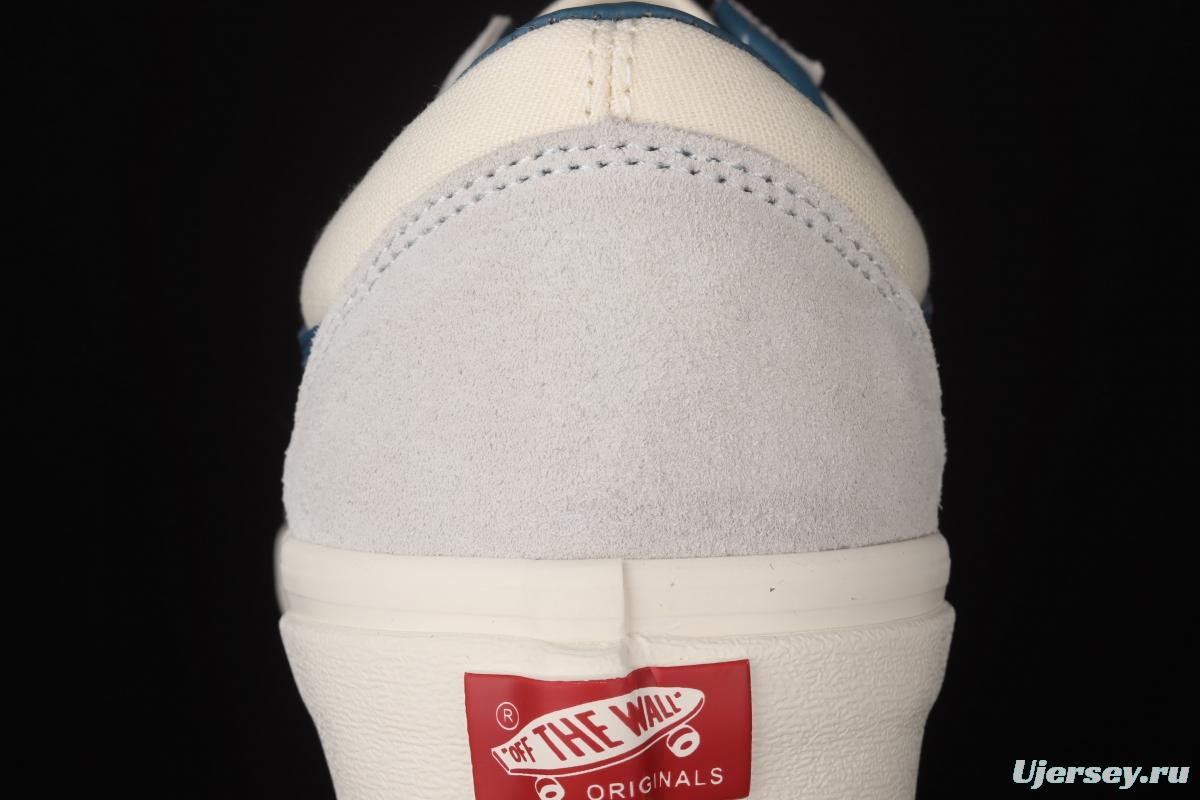 Vans Old Skool Lx white suede inner blue leather spliced canvas retro casual shoes VN0A38G1QKK