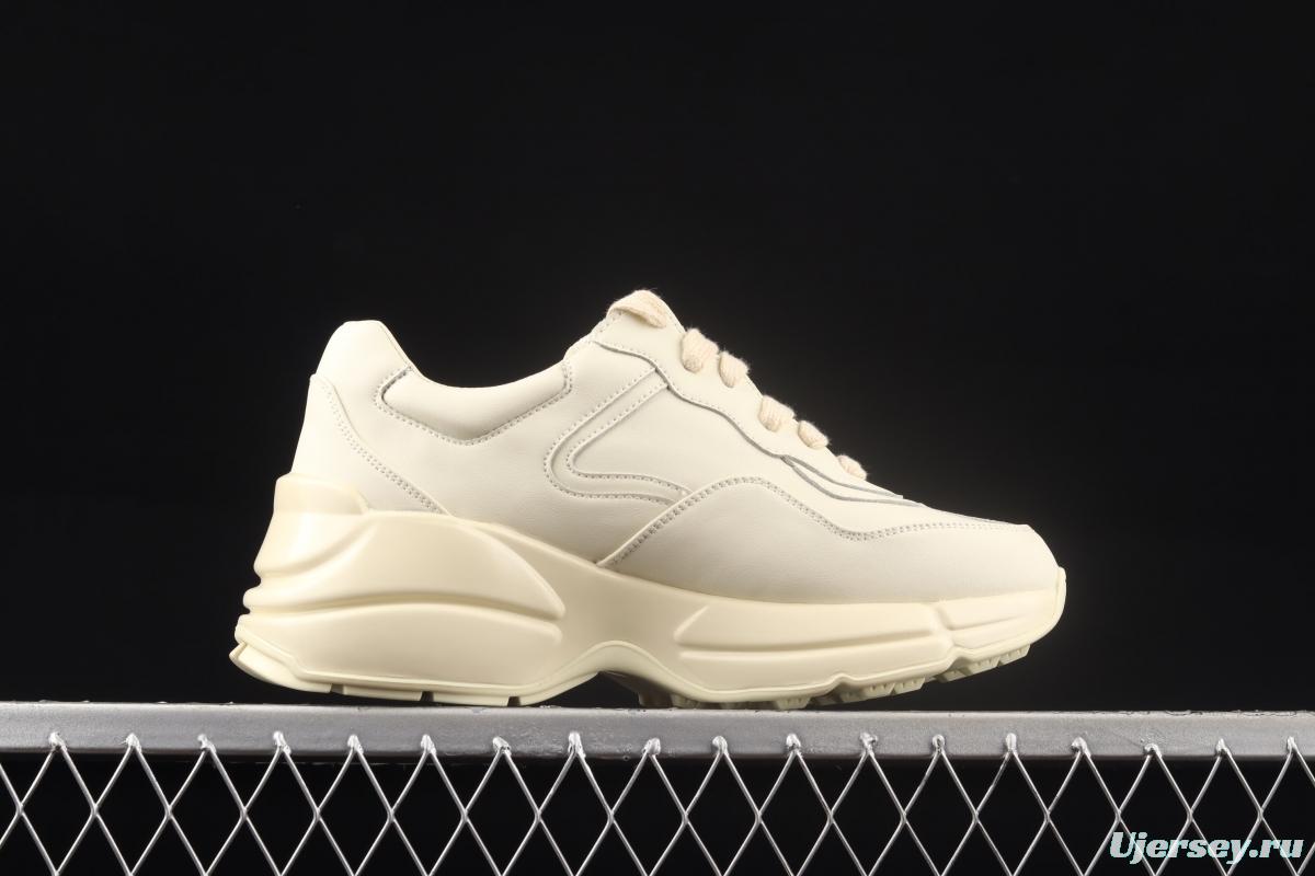 Gucci Rhyton Vintage Trainer Sneaker Gucci daddy 5D leather horn retro jogging daddy shoes DRW009522
