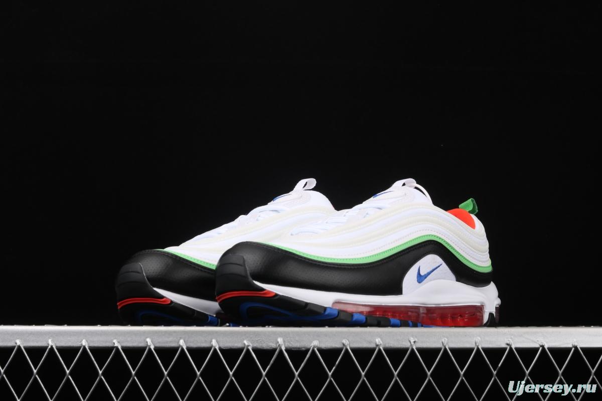 NIKE Air Max 97 black, white and green 3M reflective bullet air cushion running shoes 921522-105