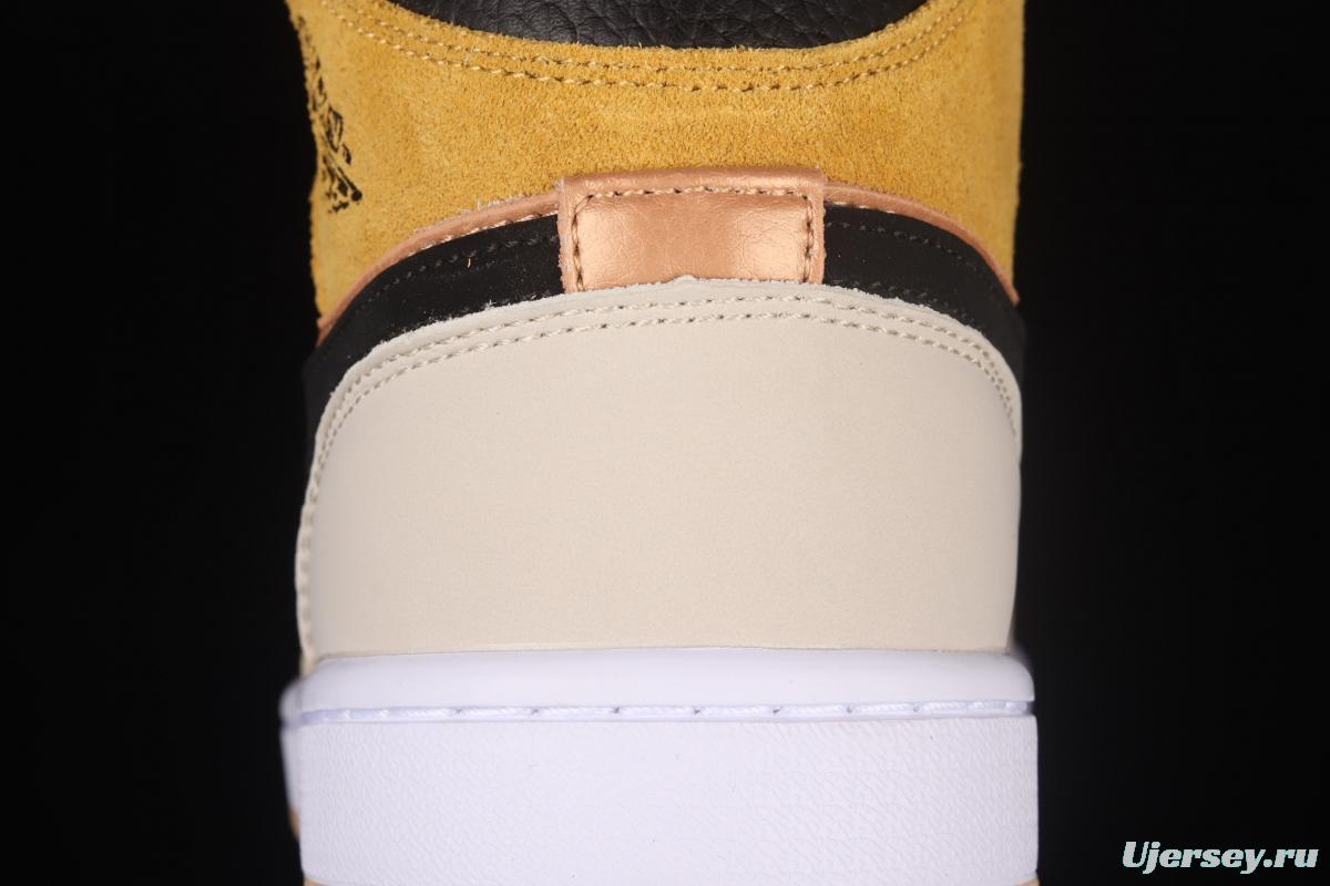 Air Jordan 1 Mid SE Particle Beige rock tea bronze Zhongbang basketball shoes DD2224-200