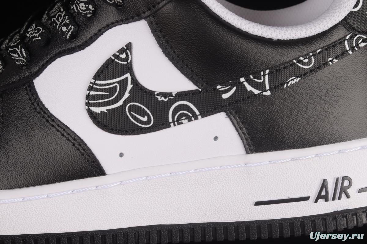 NIKE Air Force 1'07 Low Black and White Cashew Flower Low Casual Sneakers XM6389-316