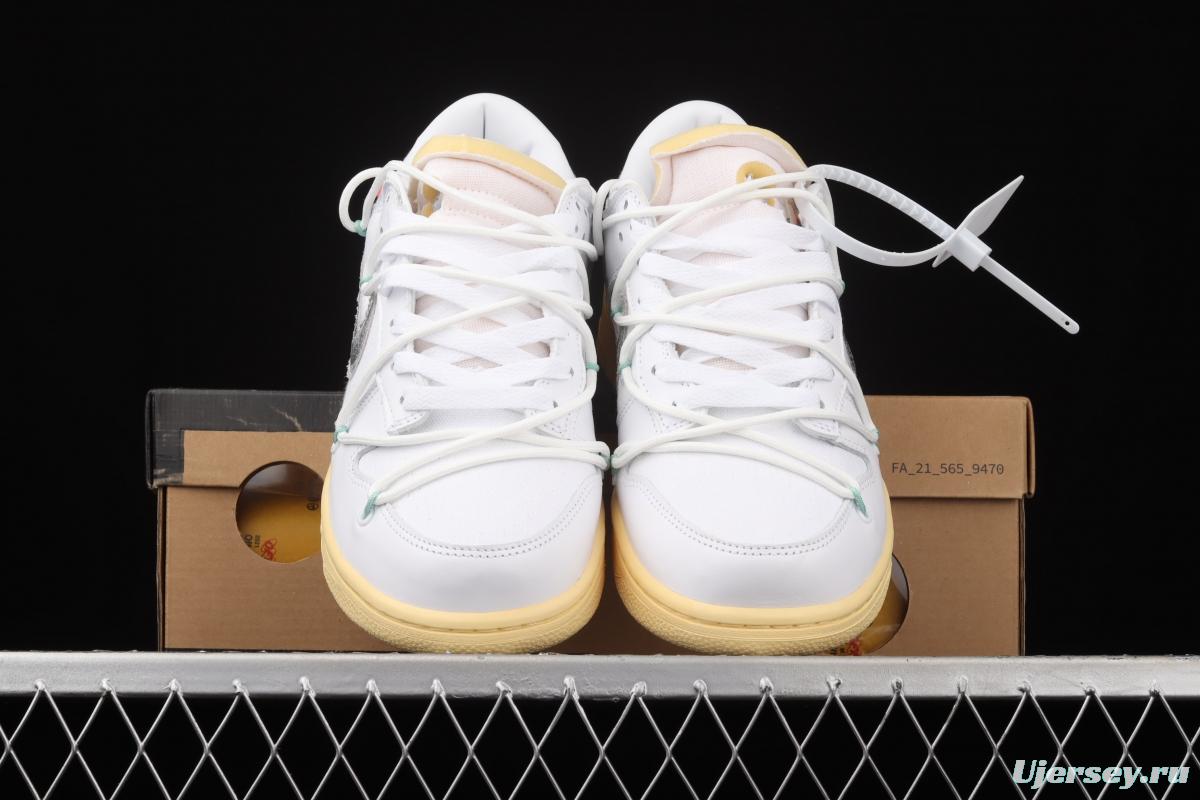 OFF-White x NIKE DUNK Low 04 of 50 OW white gray leisure sports skateboard shoes DM1602-127,