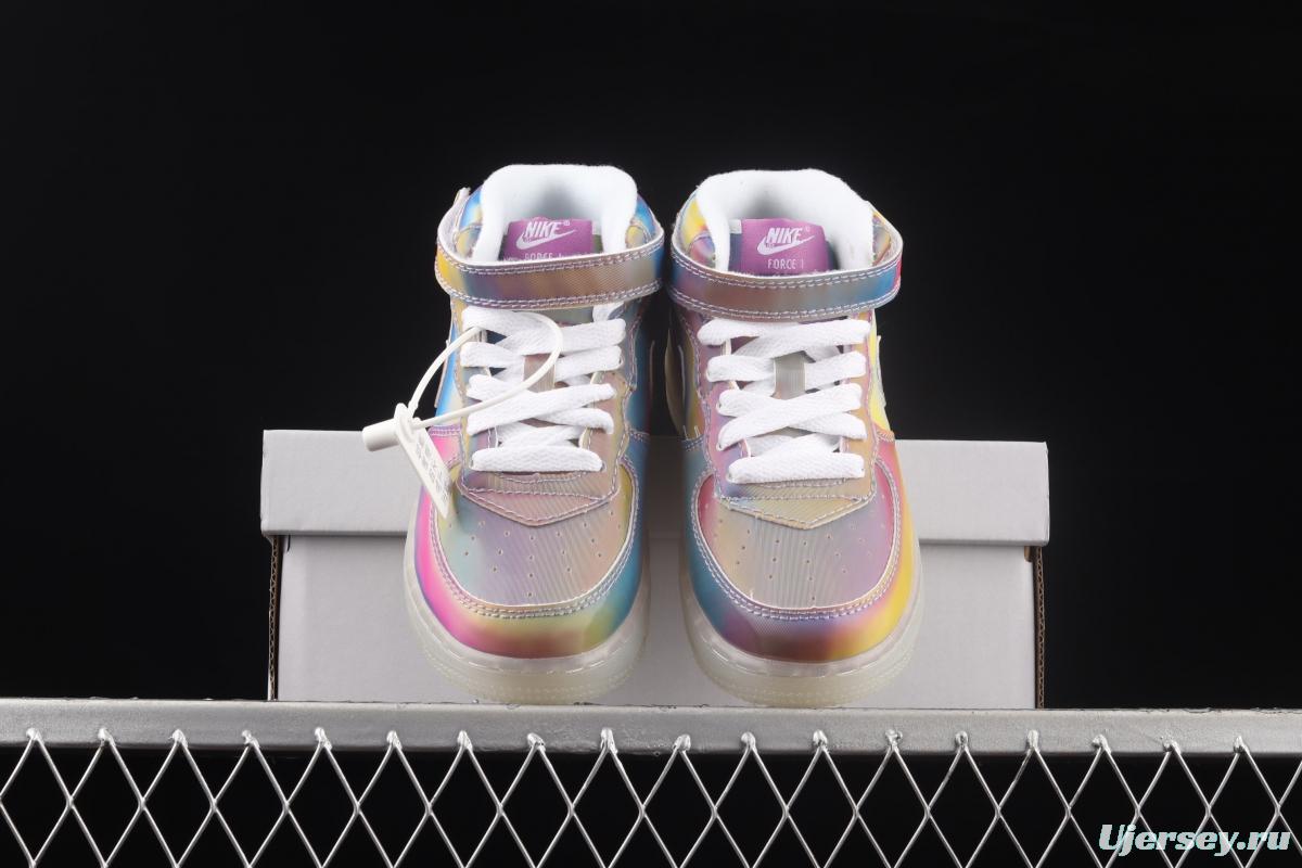 NIKE Air Force 1: 07 Mid WB dazzling ribbon lamp state size Kids 314197-8600