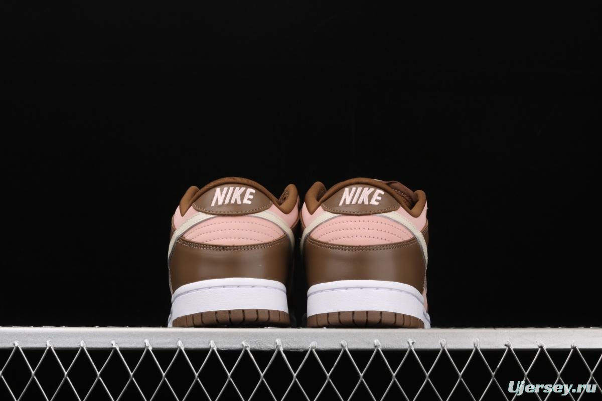 Stussy x SB DUNK Low Pro Cherry cherry pink brown skateboard shoes with low uppers 304292-671