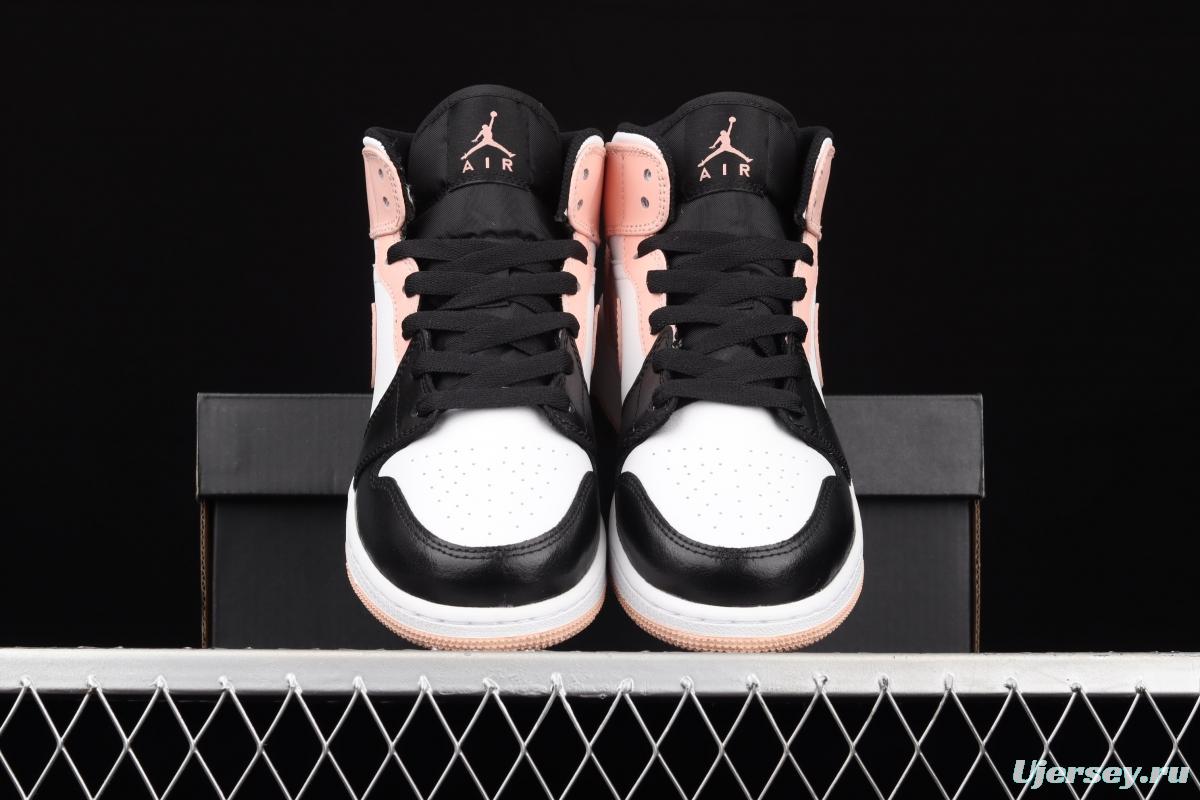 Air Jordan 1 Mid black and white Zhongbang basketball shoes 554725-133
