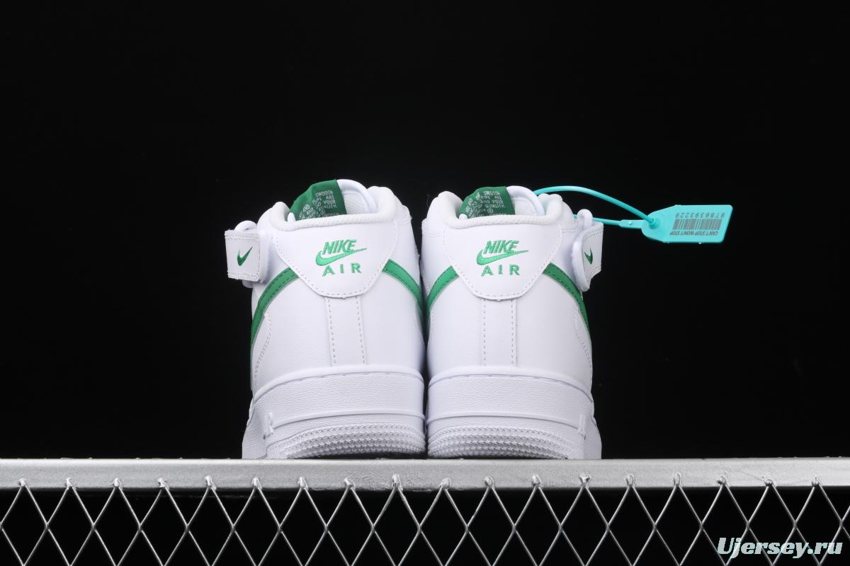 NIKE Air Force 1x07 Mid white and green 3M reflective medium-top casual board shoes 366731-909