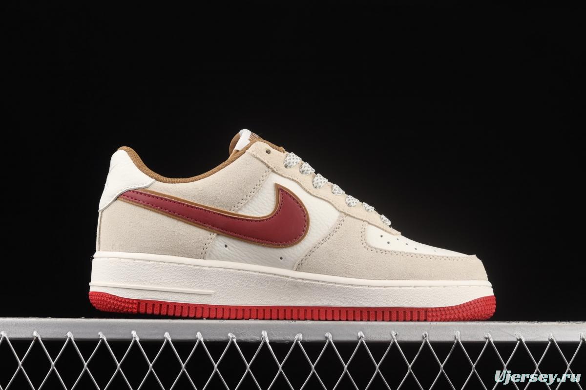 NIKE Air Force 1x07 SU19 rice white Chinese red suede low-top casual board shoes QZ3068-226