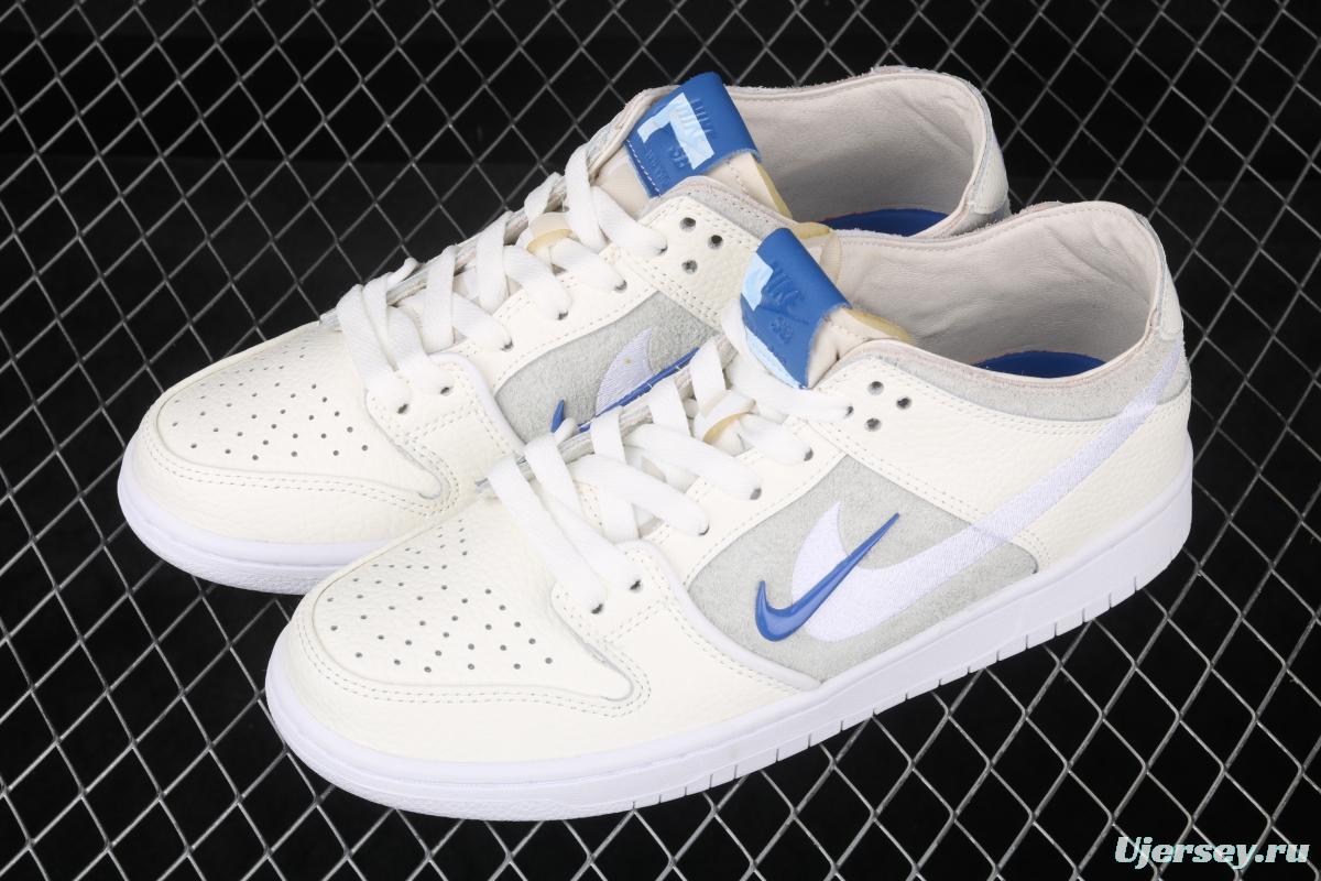 NIKE SB Zoom DUNK Low Pro QS joint name rice white double hook low-top skateboard shoes AL9613-161