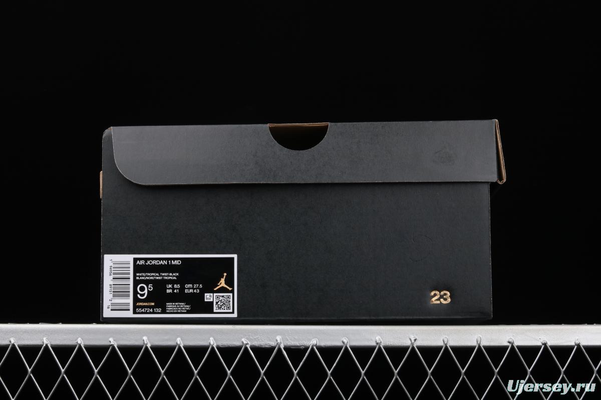 Air Jordan 1 Mid black and blue basketball shoes 554724-132