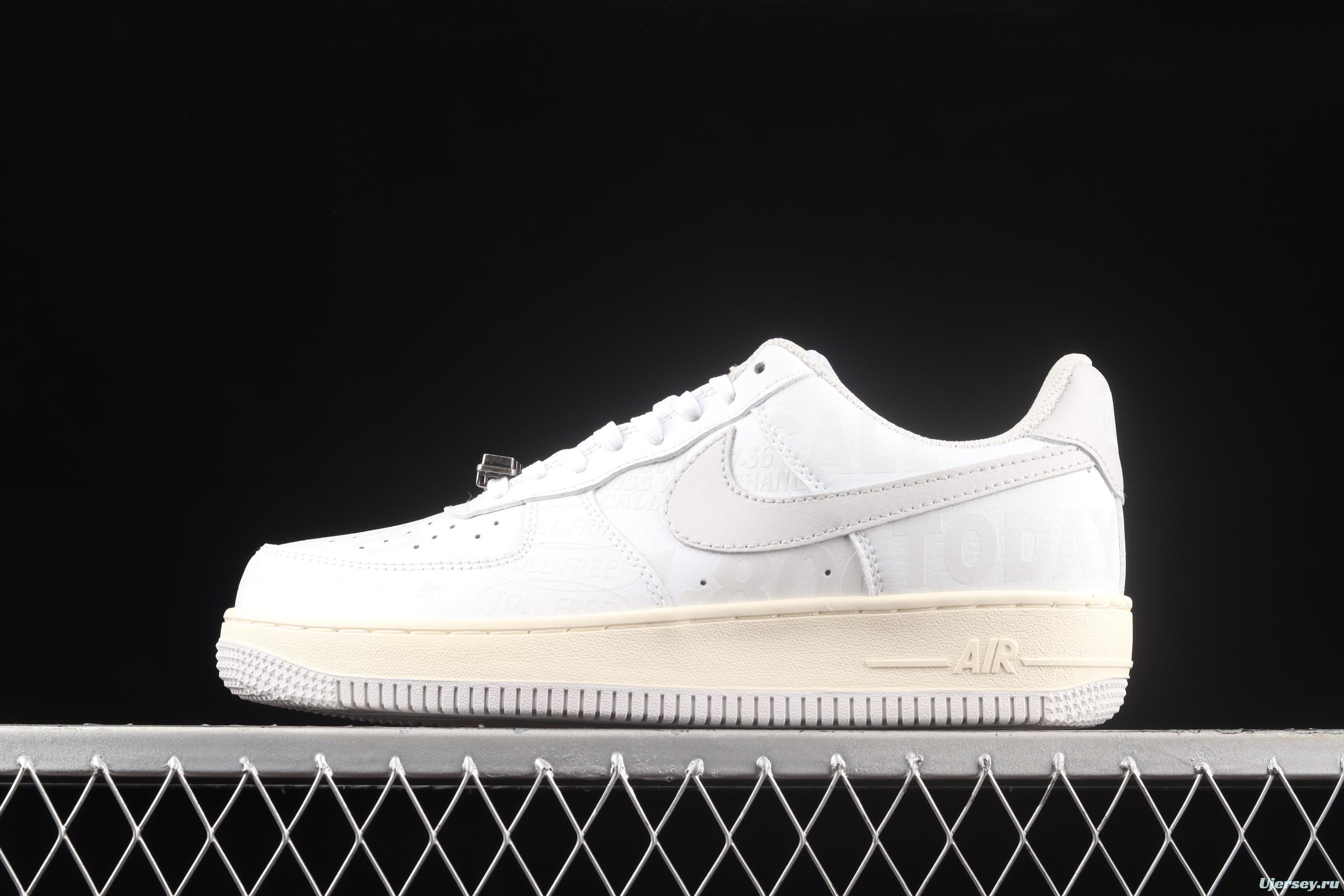 NIKE Air Force 11607 Premium Toll Free white gray low-top casual board shoes CJ1631-100