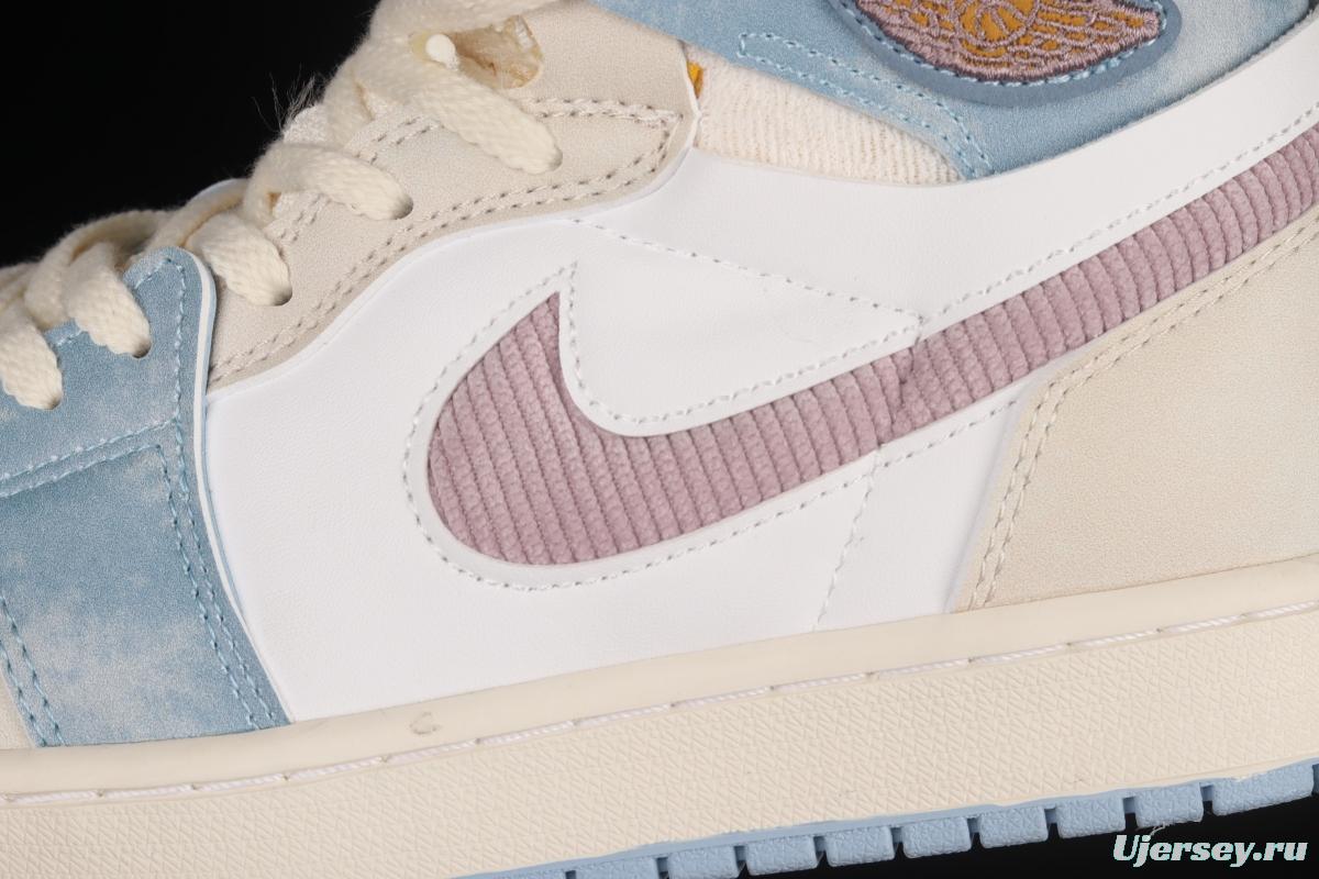 Air Jordan 1 Zoom CMFT Celestine Blue macaron rice powder DQ5092-651