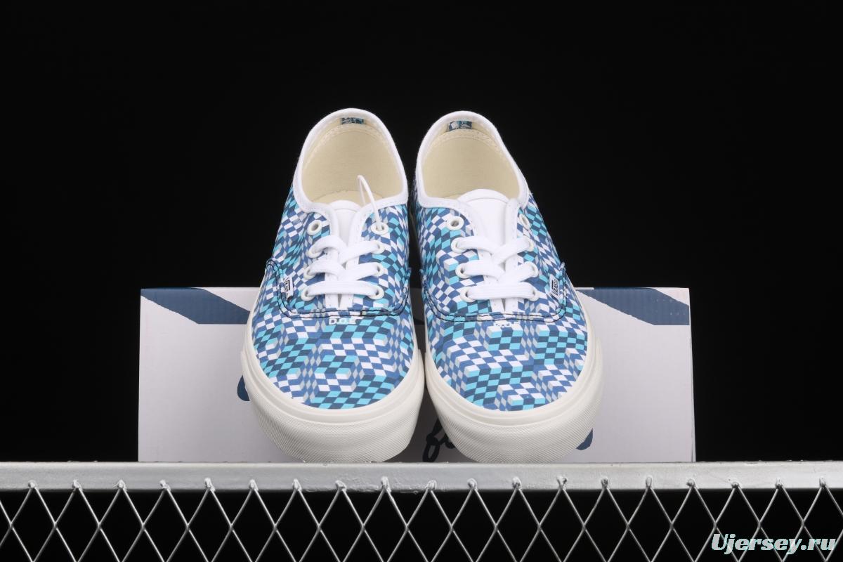 DOE x Vans Authentic chessboard blue and white low-top casual board shoes VN0A4ODU2DJ