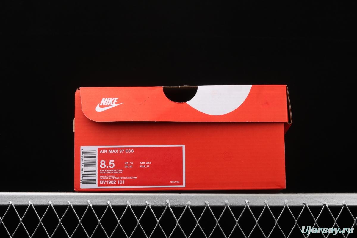 NIKE Air Max 97 Essential White Blue simple White Blue 3M reflective bullet Air cushion running shoes BV1982-101