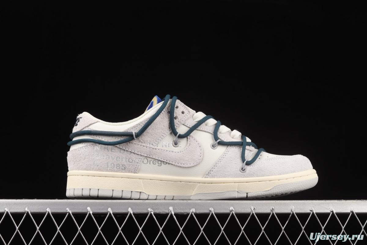 OFF-White x NIKE DUNK Low 12 of 50 OW suede SB buckle rebound fashion casual board shoes DJ0950-111,