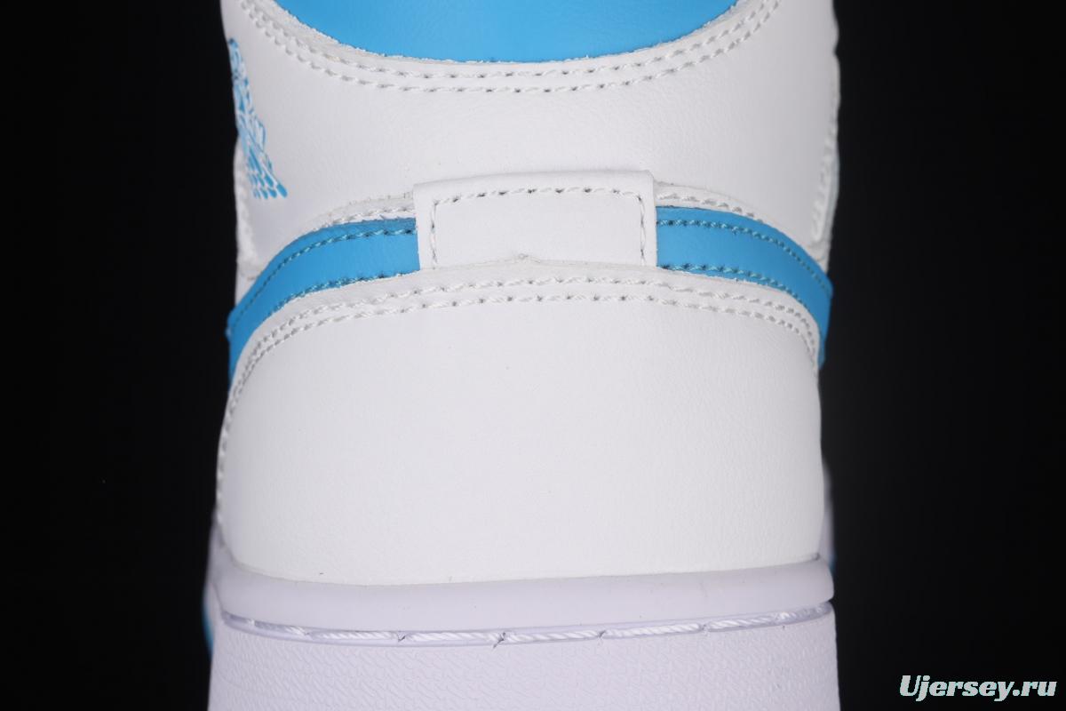 Air Jordan 1 Mid Lake Blue Zhongbang Basketball shoes BQ6472-114
