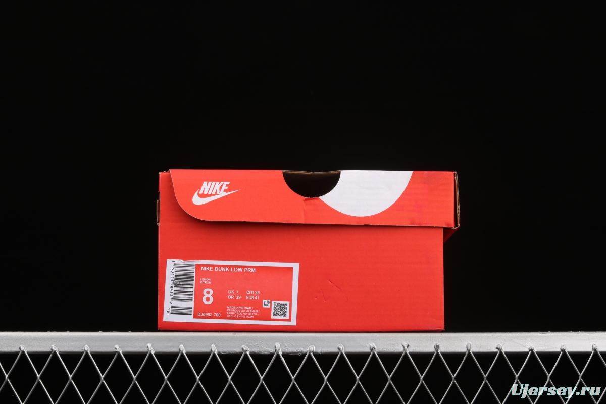 NIKE SB DUNK Low dunk series lemon yellow color matching low-side leisure sports skateboard shoes DJ6902-700