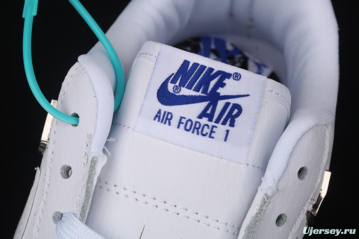 NIKE Air Force 11607 Low All white joint name small silver hook low-top casual board shoes CT1990-100