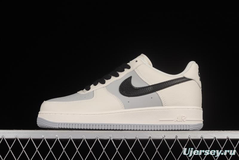 NIKE Air Force 1'07 Low gray and black color matching white, blue and red low-top casual sneakers TQ9685-785