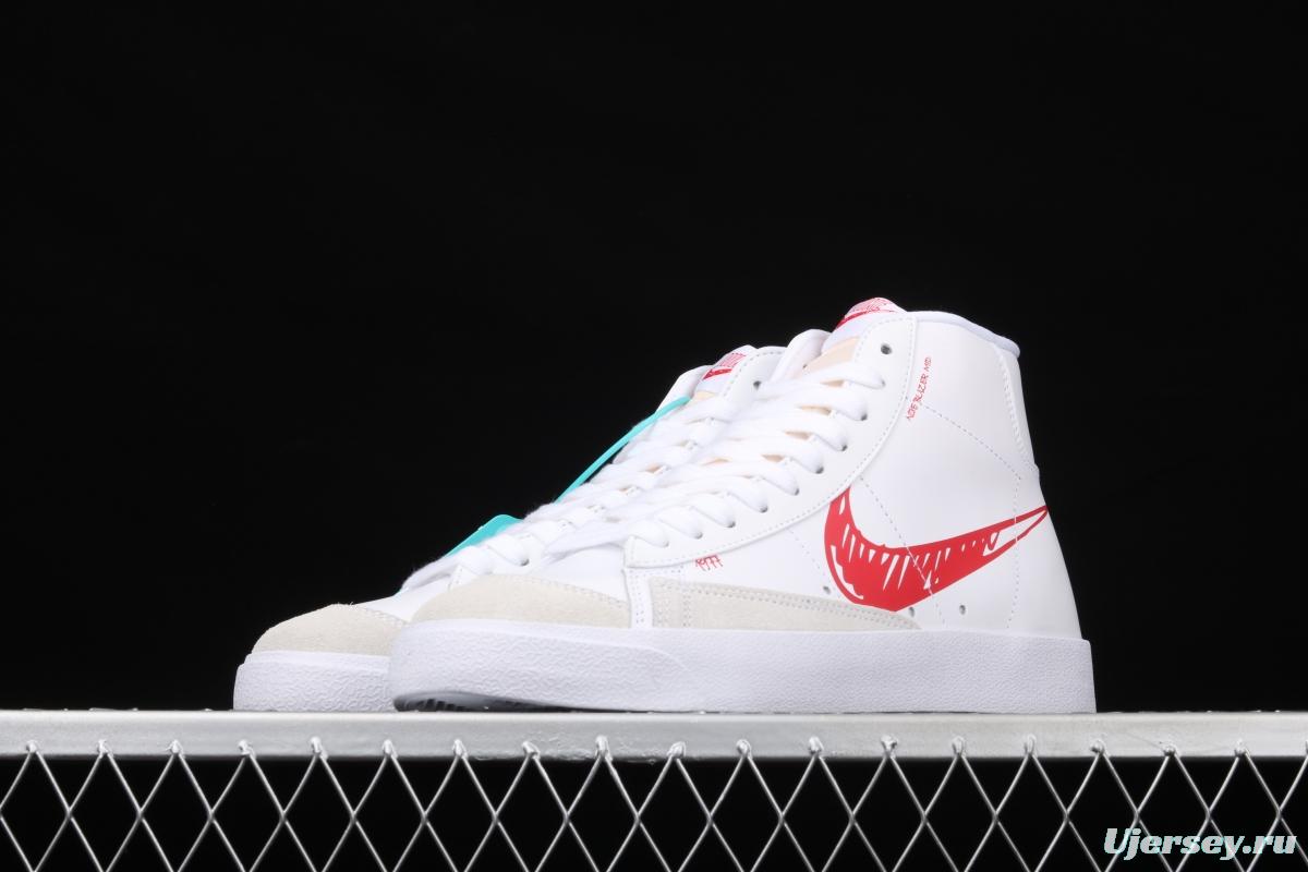 NIKE Blazer Mid'77 Vintage Trail Blazers graffiti hook retro high-top casual board shoes CW7580-100