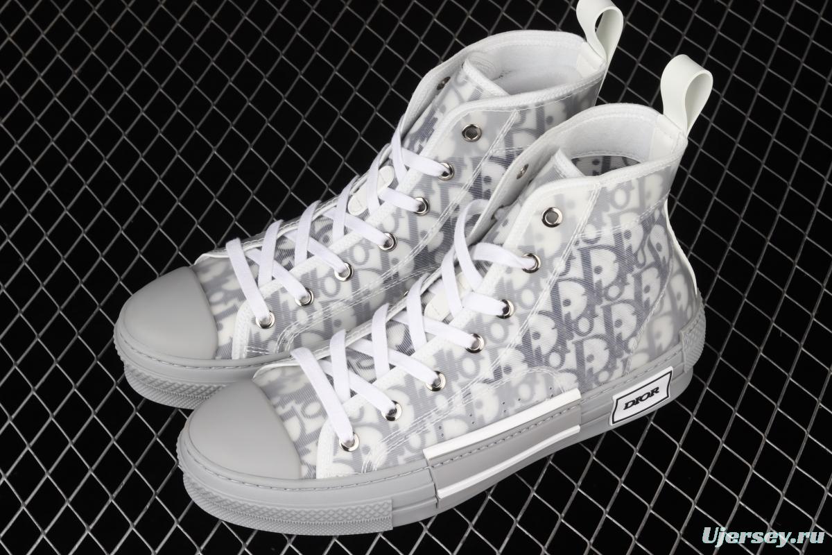 Authentic Dior B23 Oblique High Top Sneakers Dior CD ghosting high upper board shoes 3SH118YJR 063 White/Black