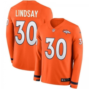 Men's Phillip Lindsay Orange Therma Long Sleeve Player Limited Team Jersey