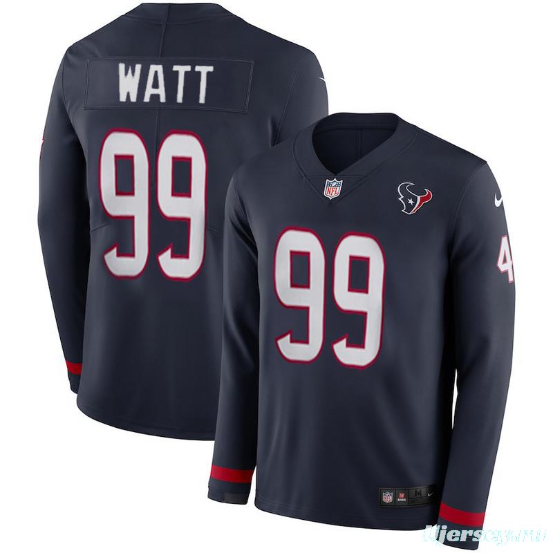 Men's J.J. Watt Black Therma Long Sleeve Player Limited Team Jersey