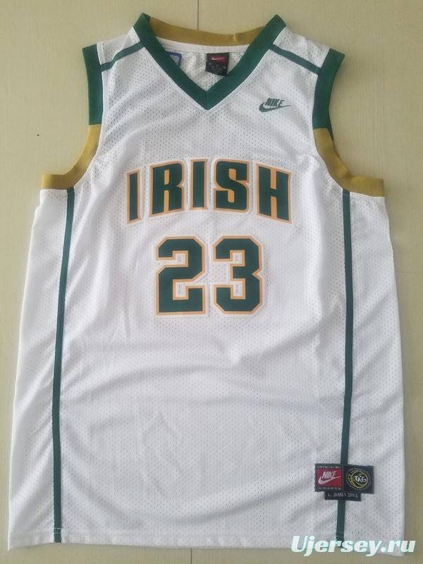 LeBron James 23 Irish High School White Basketball Jersey