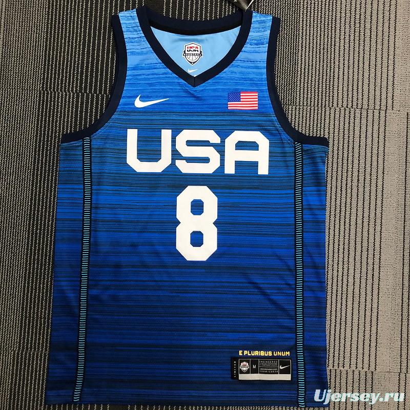 Thai Version Men's Khris Middleton Navy USA Basketball Player Jersey