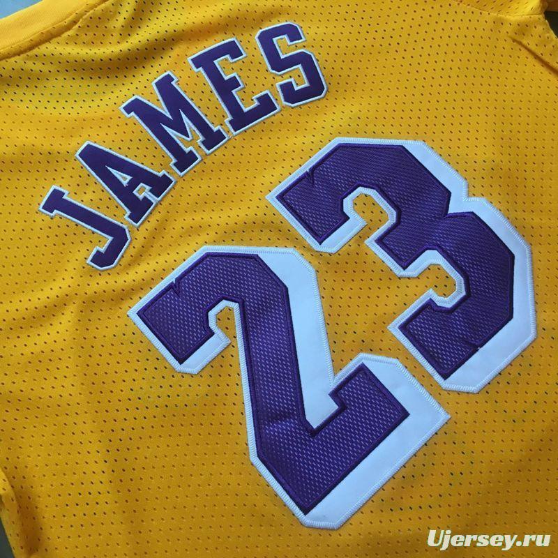 Men's LeBron James Yellow Retro Classic Team Short Sleeve Jersey